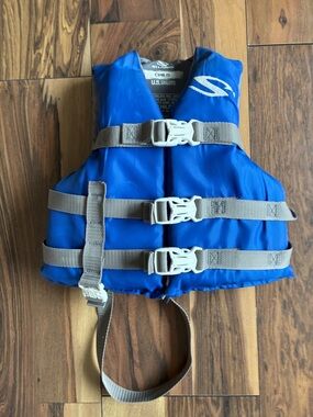 Child Blue Life Jacket with Gray Straps